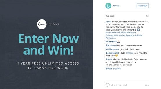 Instagram Obvious Call to Action
