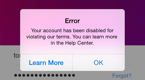 Instagram Account Disabled