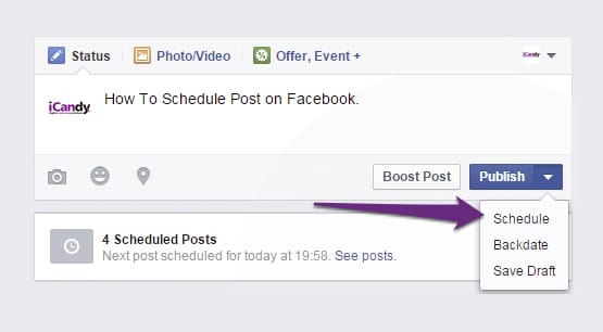 Scheduling a Post on Facebook