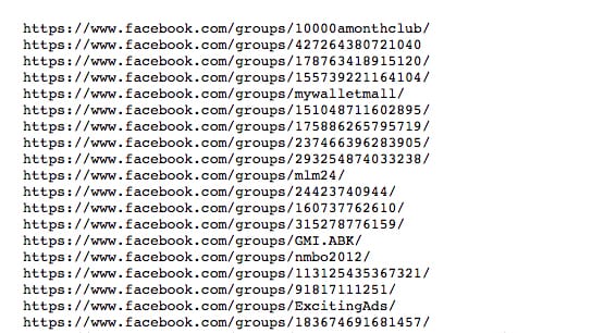 List of Facebook Groups