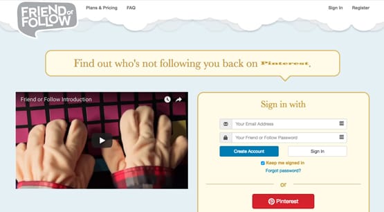 Friend or Follow Homepage