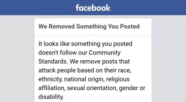 Hateful Post Removed