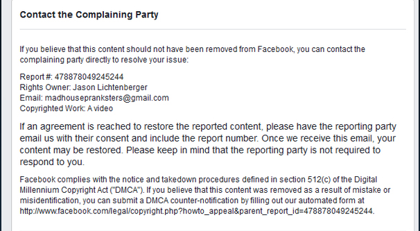 Copyright Strike Example