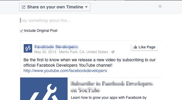 Share on Facebook Timeline