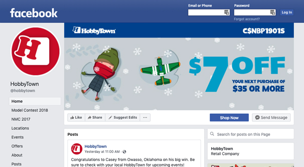 Hobbytown Facebook Page