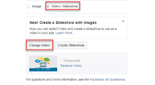 Change Facebook Ad Photo or Video