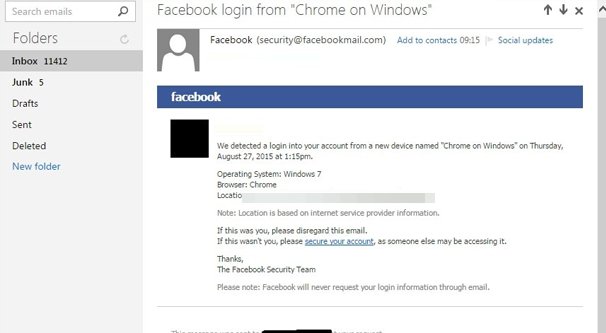 Unusual Login Facebook