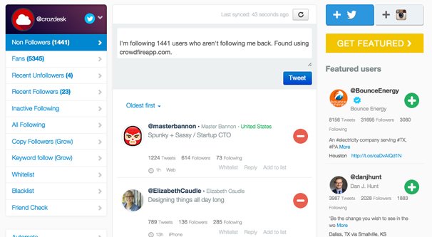 Crowdfire App UI
