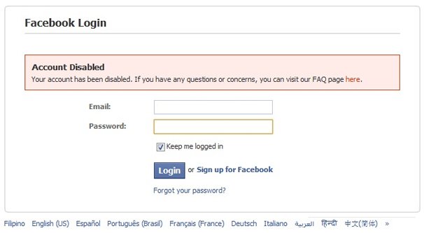Facebook Page Blocked