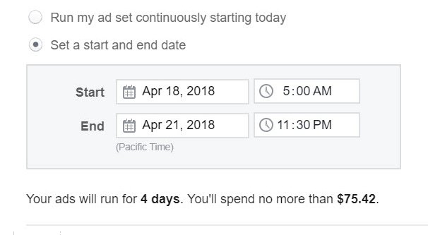 A Scheduled Facebook Ad