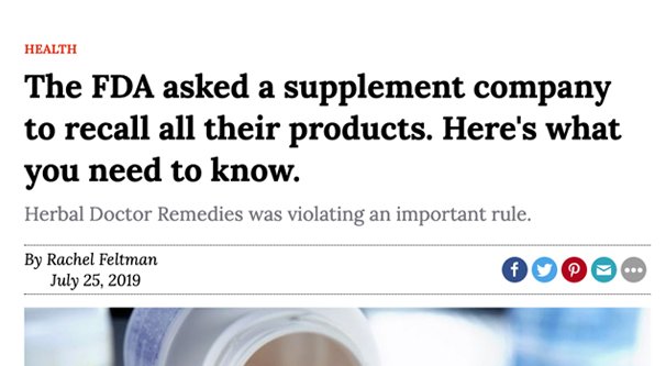 FDA Supplement Recall